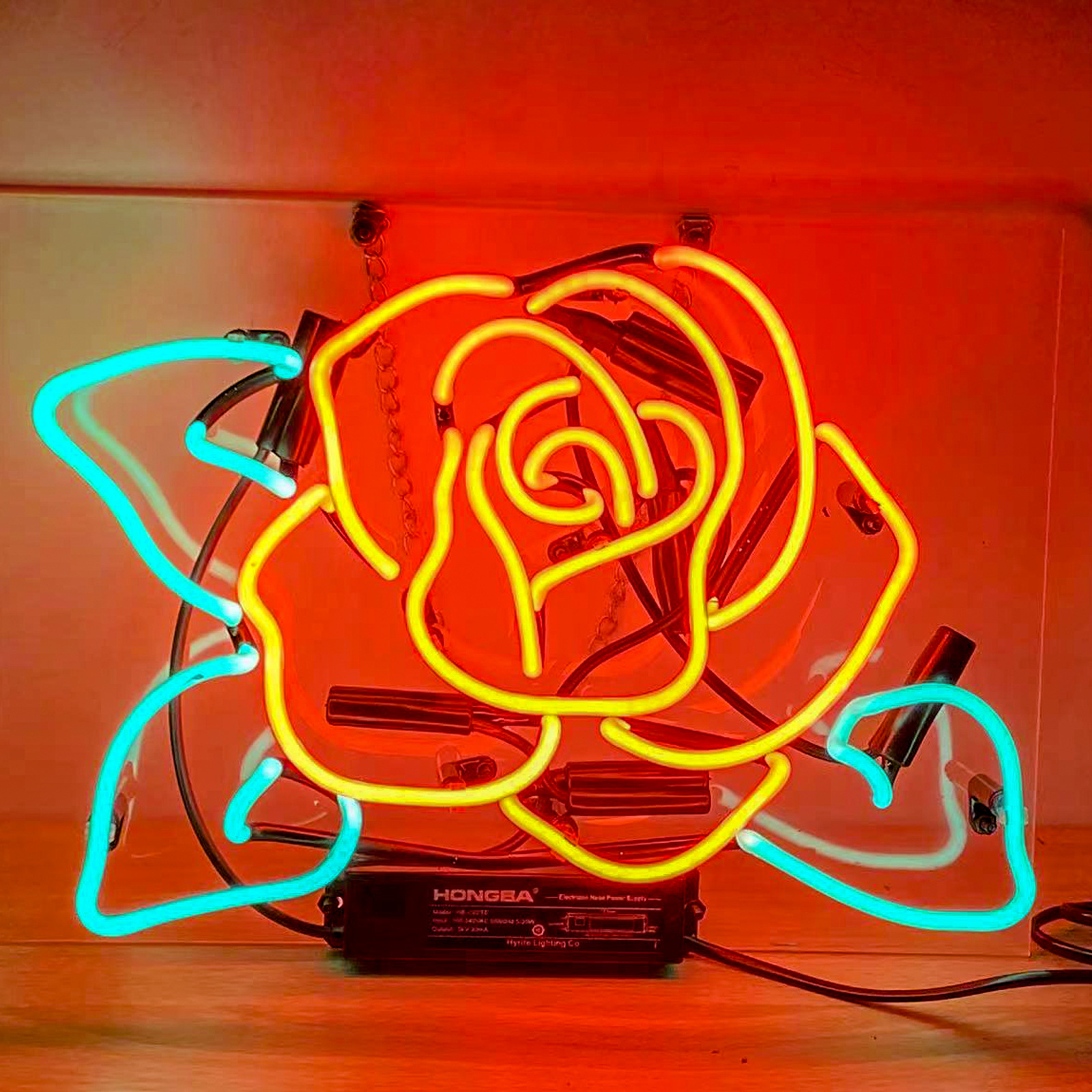 Неоновый свет из стеклянной розы, светящаяся домашняя декорация, неоновый свет, красный и зеленый, кросс-бордерная электронная коммерция, ретро неоновая трубка