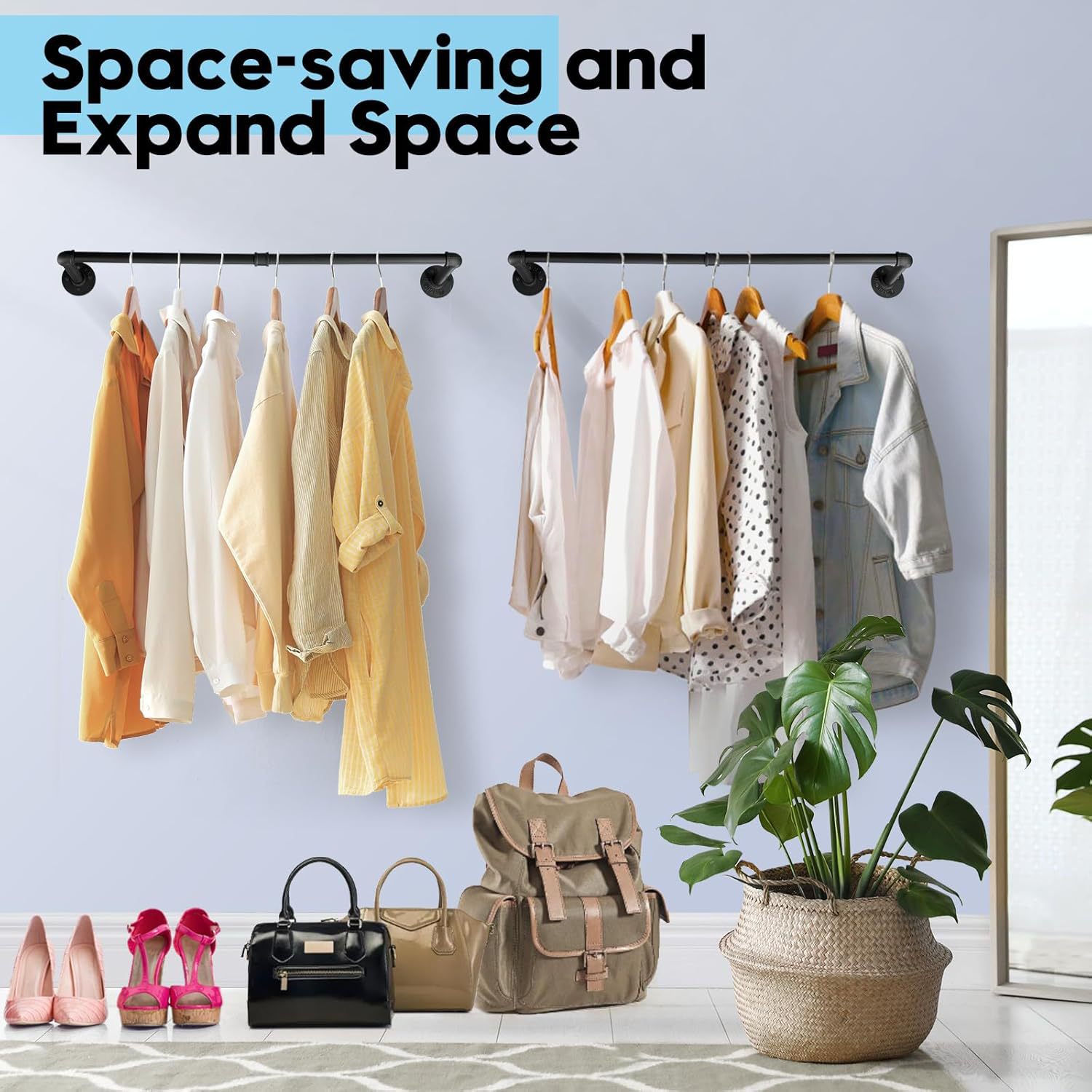 Cross-border Industrial Clothes Clothes Hanging Rack Wall-mounted Iron Clothes Hanger Clothes Hanging Rack