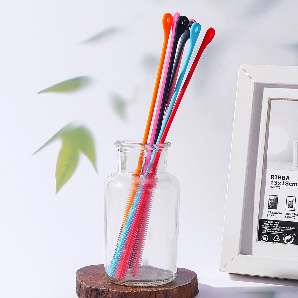 FDA Baby Food Grade Silicone Bottle Cleaning Brush 10mm Glass Tube Brush Nipple Brush Straw Cleaning