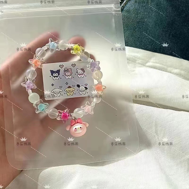 Sanrio Bracelet diy Head Star Bracelet Female Melody Cinnamon Dog Kulomi Crystal Bracelet Best Friend