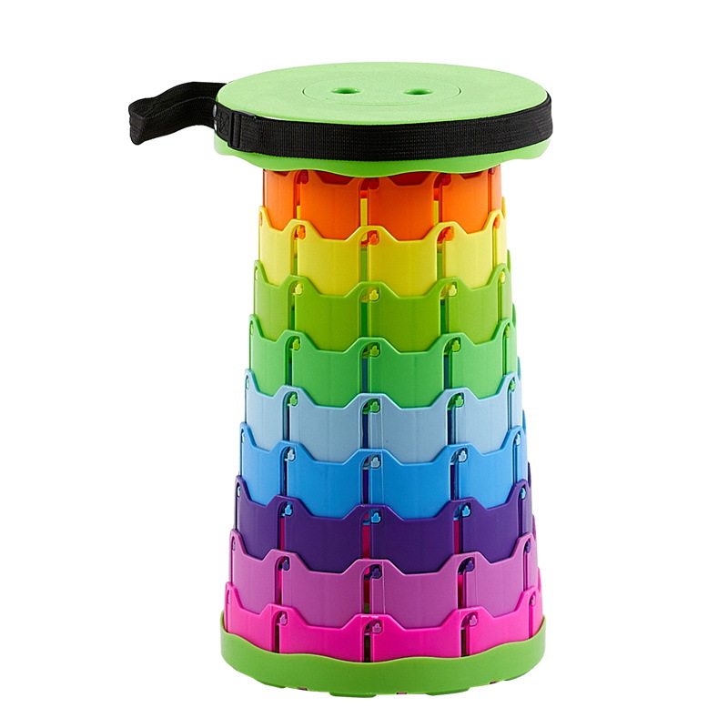 Folding Stool Low Stool Travel Outdoor Portable Telescopic Adjustable Plastic Household Space-Saving Support