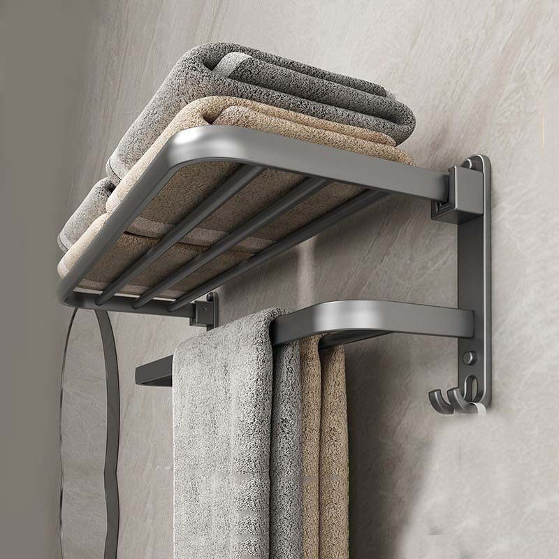 Bathroom Rack Non-perforated Space Aluminum Towel Rack Toilet Bathroom Storage Towel Rack Bathroom Hardware Pendant