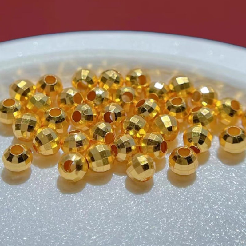 Pure 18K Gold Bouncy Beads Laser Transfer Gold Beads Loose Beads Gold Beans Passepartout Beads DIY Accessories Water Shell Gold