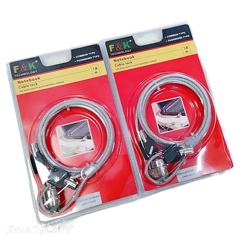 Laptop lock F & K new second generation odorless thick steel wire rope 1.8 m notebook key lock anti-theft lock