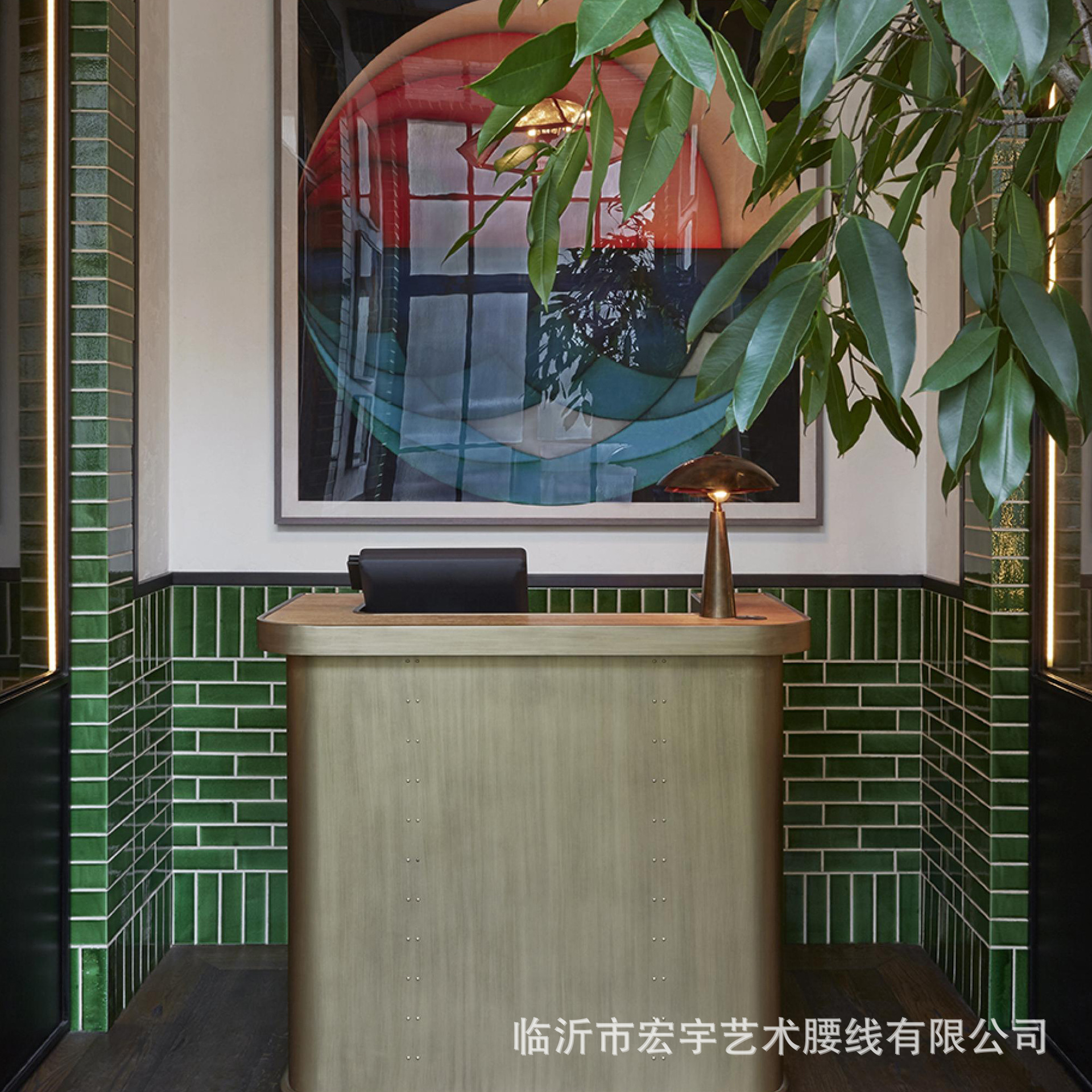 Vintage Ice Crack Long Strip Handmade Brick Bar B & B Swimming Pool Tooling Dark Green Wall Brick Mosaic Art Tile