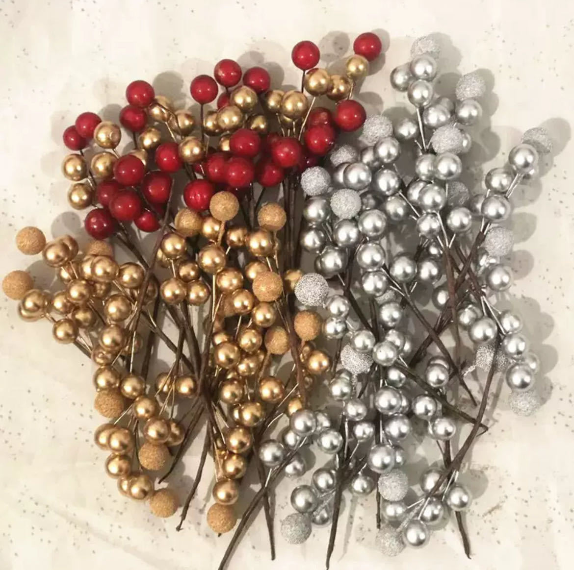 Золотые и серебряные стеклянные бусины фруктовая гирлянда поставка с завода свадебные конфетные коробки рождественские аксессуары имитация золотой ягоды маленькая фруктовая гирлянда