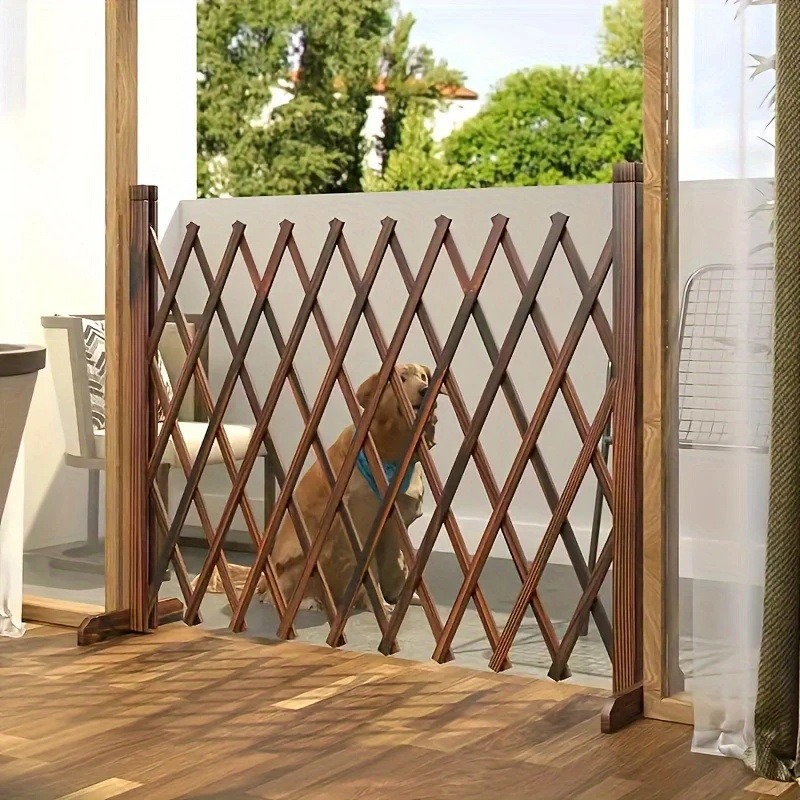 Anticorrosive Wood Telescopic Fence Indoor Dog and Cat Pet Partition Yard Gate Fence Balcony Anticorrosive Wood Fence