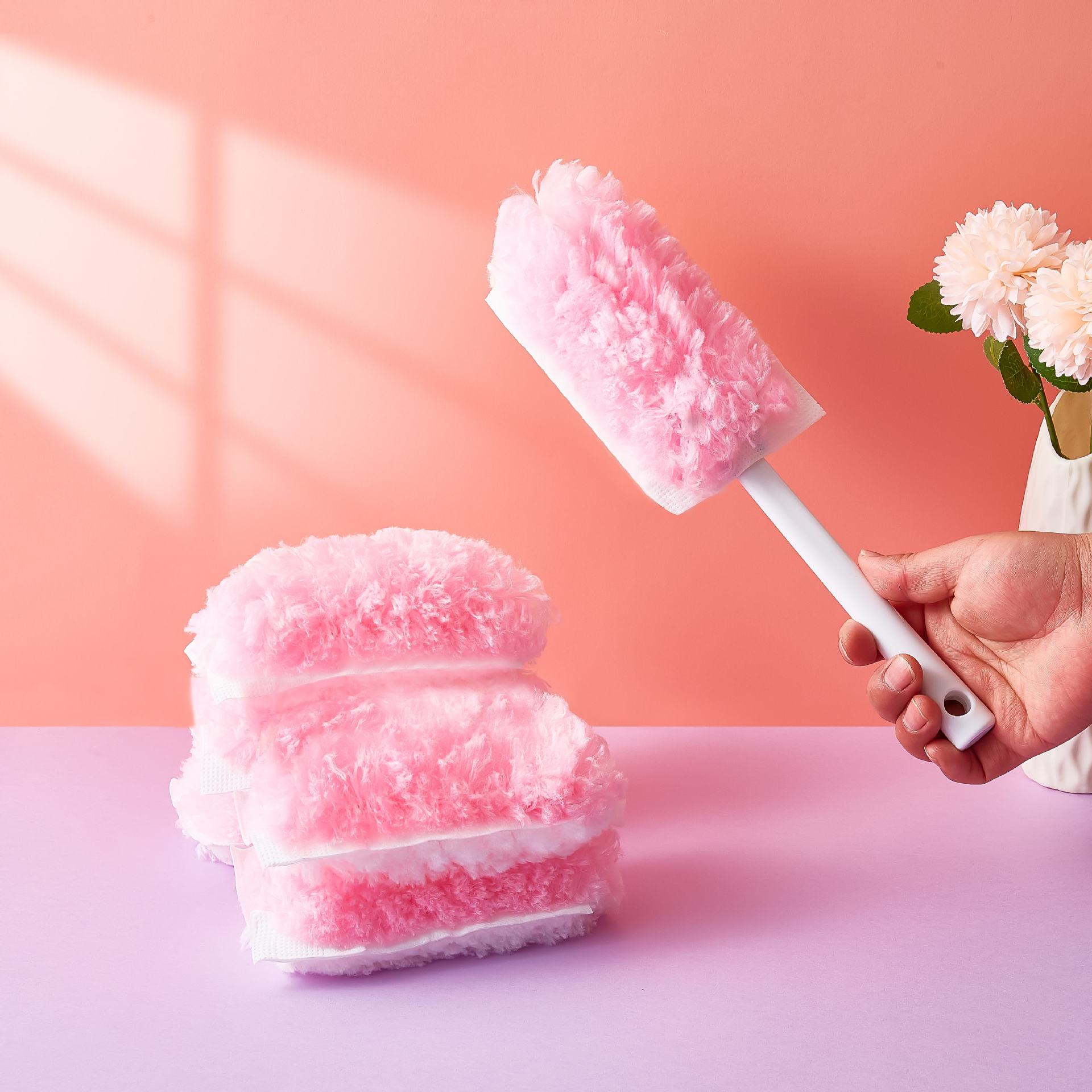 Electrostatic dust duster purple dust cleaning household telescopic rod dust cleaning ceiling gap cleaning artifact