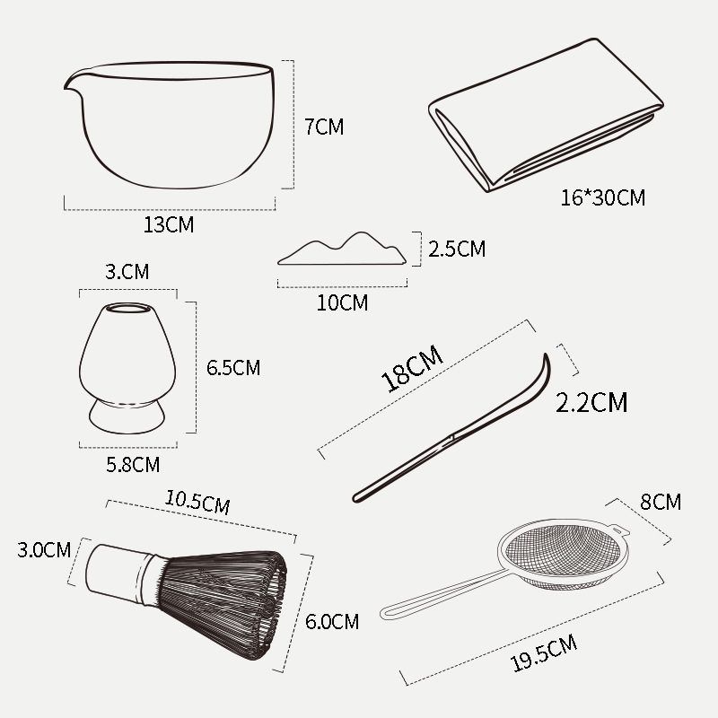 Glass matcha tea set with color box tea bowl tea set set