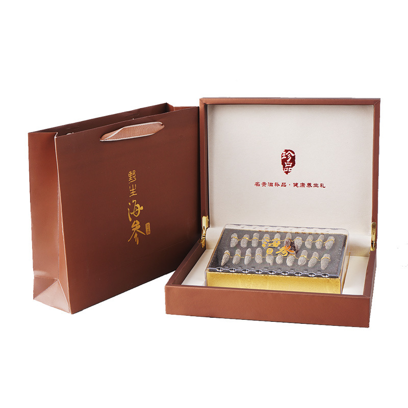Source Spot 20 Black Gold Thorn Light Dried Sea Cucumber Abalone Gift Box Packed New Year Gift Group Purchase Sea Cucumber Dry Goods Wholesale