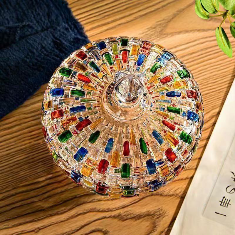 Hand-Painted Crystal Glass Candy Jar, Colorful Drift Bottle, Trendy Colorful Bar
