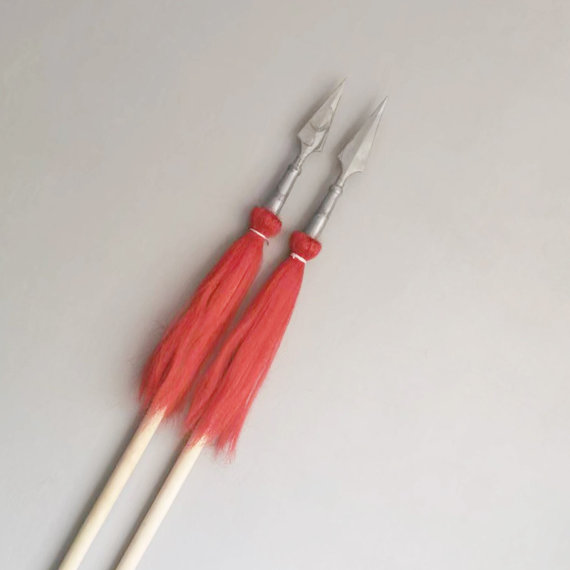 Red Yinyang Kidsren's Performance Props Soft Silicone Red Yinyang Gun Martial Arts Training Spear Long Gun Head Dance Toy Kidsren