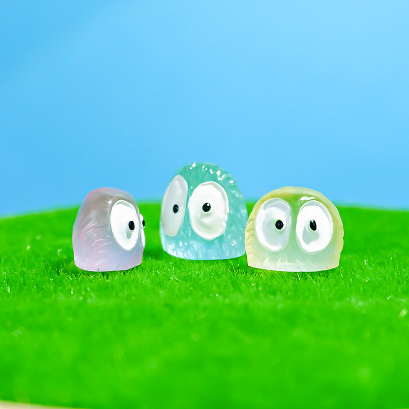 Luminous Color Black Coal Ball Doll Resin Crafts Mini Ornaments Micro Landscape DIY Decorations Accessories