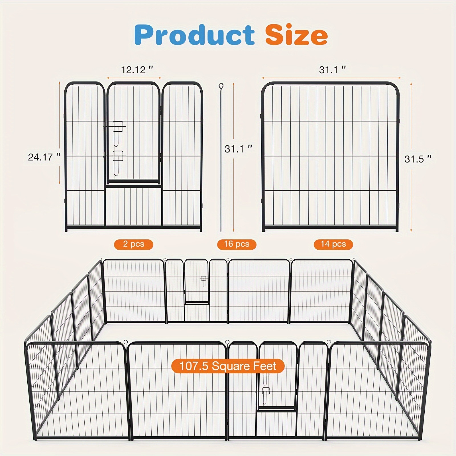 New Cross-Border Pet Fence with Lockable Doors, Suitable for Large, Medium and Small Dogs