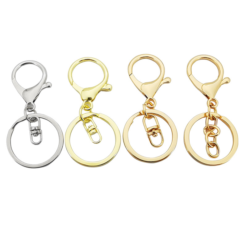 Doll Keychain Zinc Alloy Lobster Clasp with Tail Chain Key Ring Lobster Clasp Figure-Eight Three-Piece Set Hardware Hook Clasp