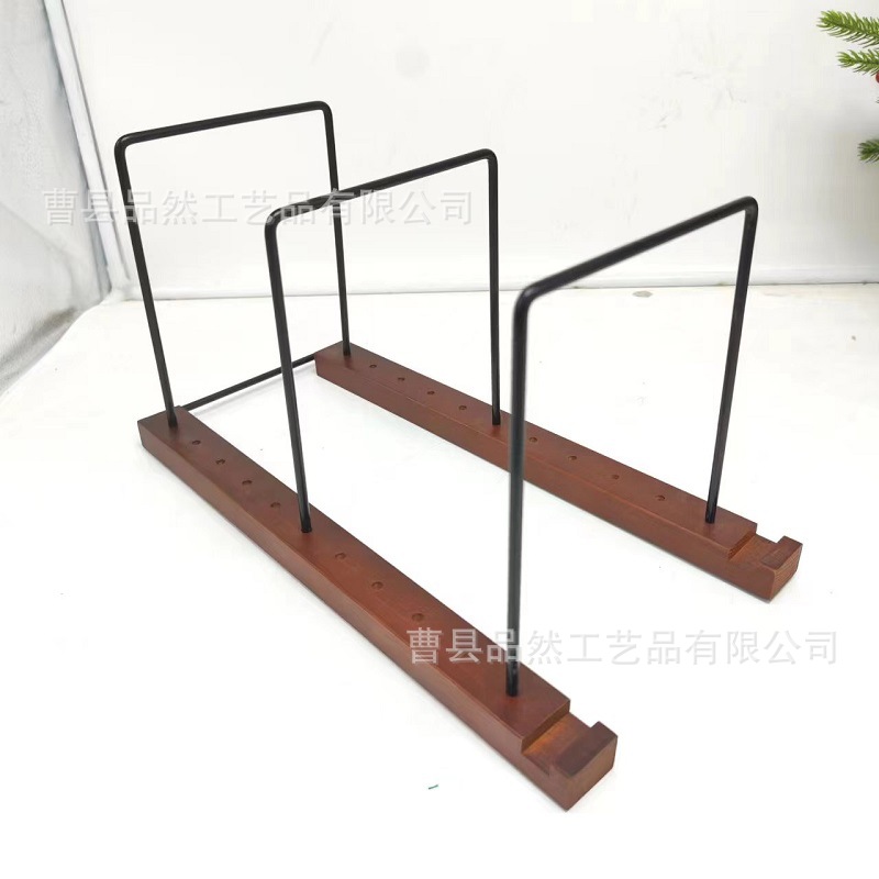 Pine Vinyl Record Stand Iron-wood Combination Vinyl Record Stand Desktop CD Record Storage Display Stand