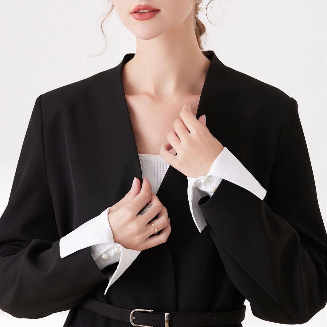 Новые черные и белые рукава из хлопка, профессиональные, с декоративными имитационными манжетами