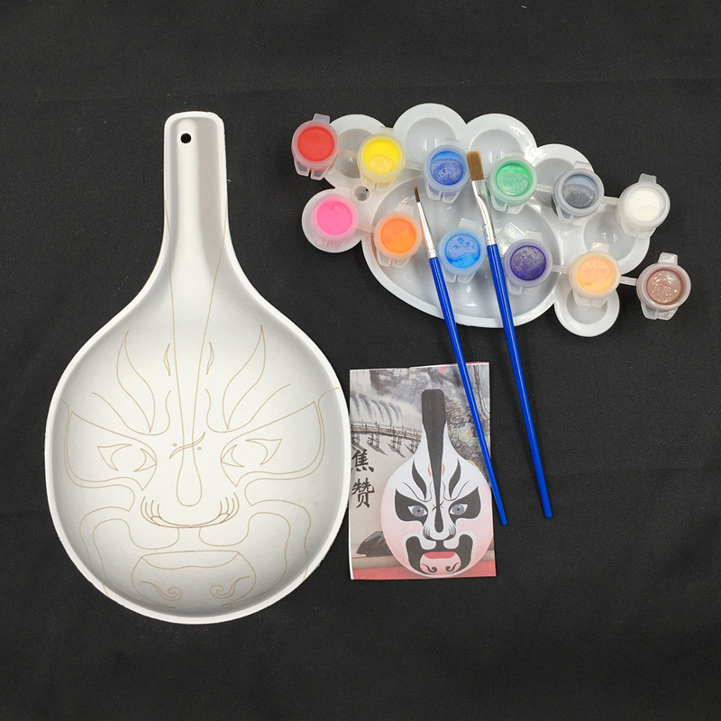 Small size pulp diy traditional culture handmade DIY horse spoon social Fire with pattern facial makeup white blank teaching material package