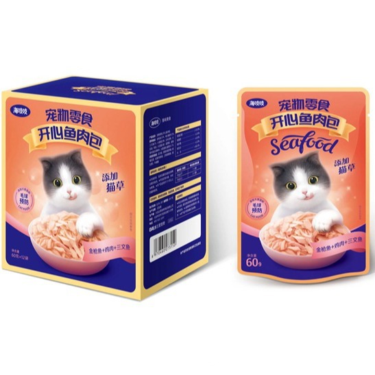 @ Dari cat sea squeaks happy fish meat bag cat wet food bag cat snacks 60g