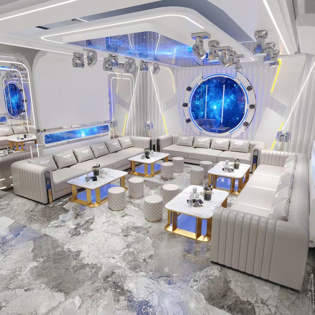 Luxury Bar Corner Booth with Illuminated Coffee Table for Ktv, Lounge, and Entertainment Venues