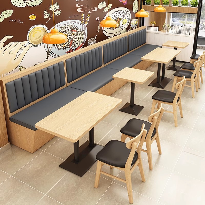 Restaurant Card Seat Sofa Commercial Tea House Restaurant Restaurant Storage Wall Card Sitting Dining Table Hot Pot Restaurant Table and Chair Customization