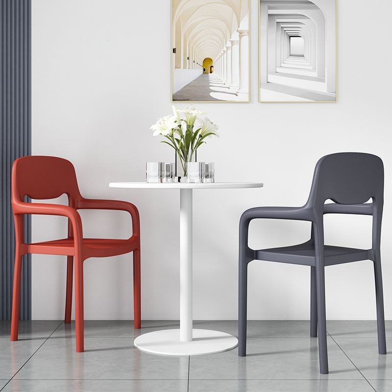 Modern Minimalist Home Dining Table and Chairs, Simple Ins Desk, Nordic Backrest Plastic Leisure Creative Stool