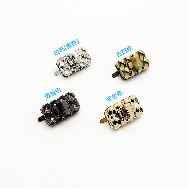 Luggage Hardware Zinc Alloy Small Fragrant Style Bag Screw Lock Bag Cover Metal Rhombic Braided Square Turn Lock Snap