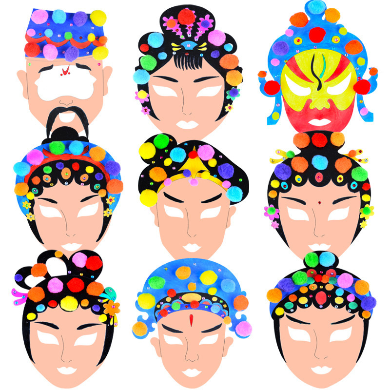 Пустая маска для рисования Пекинской оперы, материалы для ручной работы, творчество для детей в детском саду