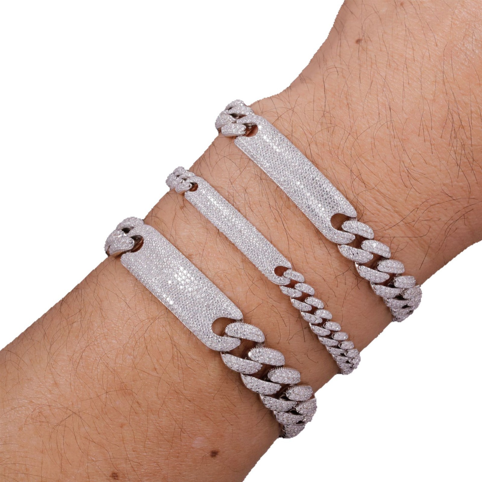 European and American Hip-Hop Style Cuban Bracelet S925 Silver Inlaid with Moissanite Cross-Border New Style Personalized Trendy Niche Men's and Women's Bracelet