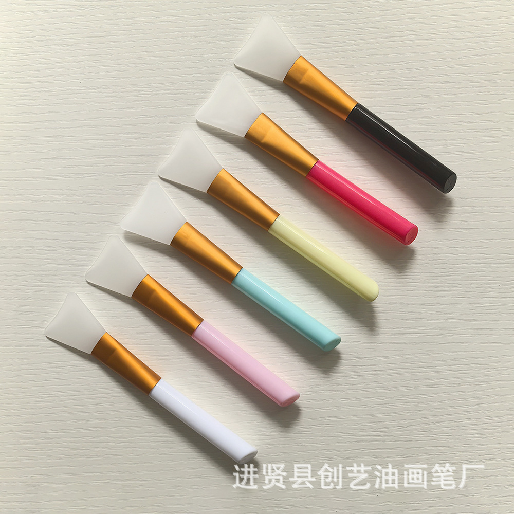 Source Factory Spot Oblique Tail Rod Silicone Mask Brush Silicone Head Beauty Brush Makeup Brush Mud Mask Brush Wholesale
