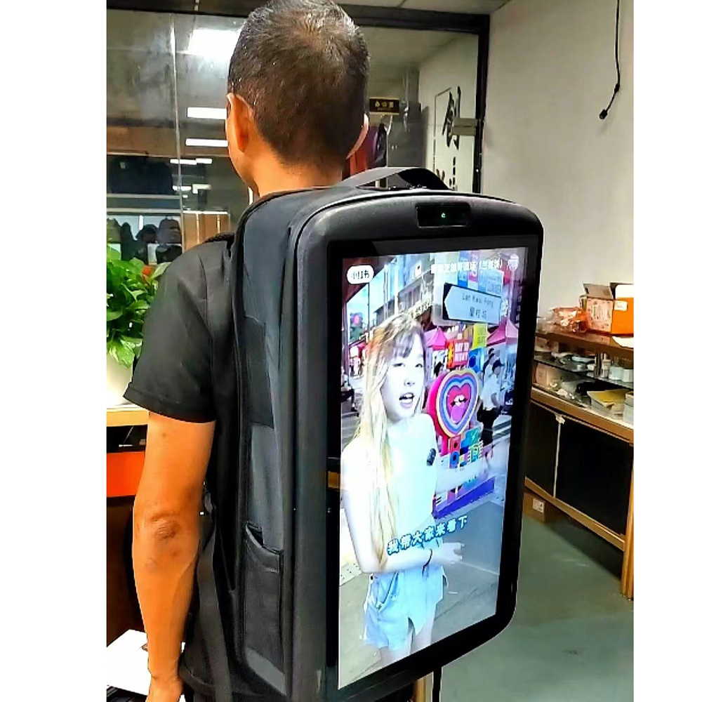 21.5inch Lcd Screen Luggage Advertising Player Video Network Version School Bag Display Charging