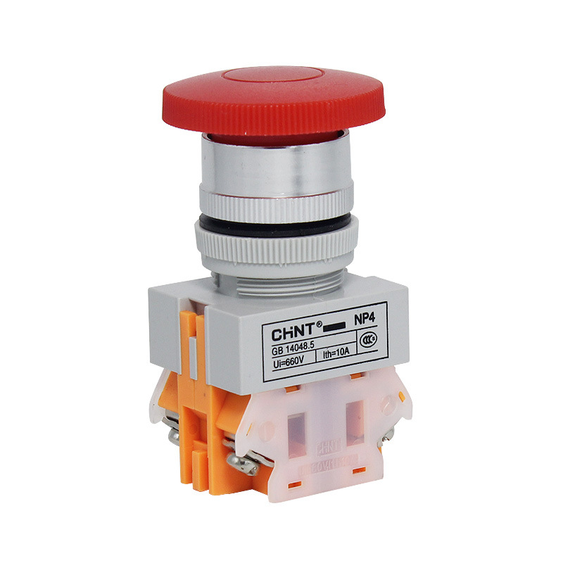 Chint Np4-11M Mushroom Head Button Switch Red Self-Reset Start Stop 1 Normally Open 1 Normally Closed