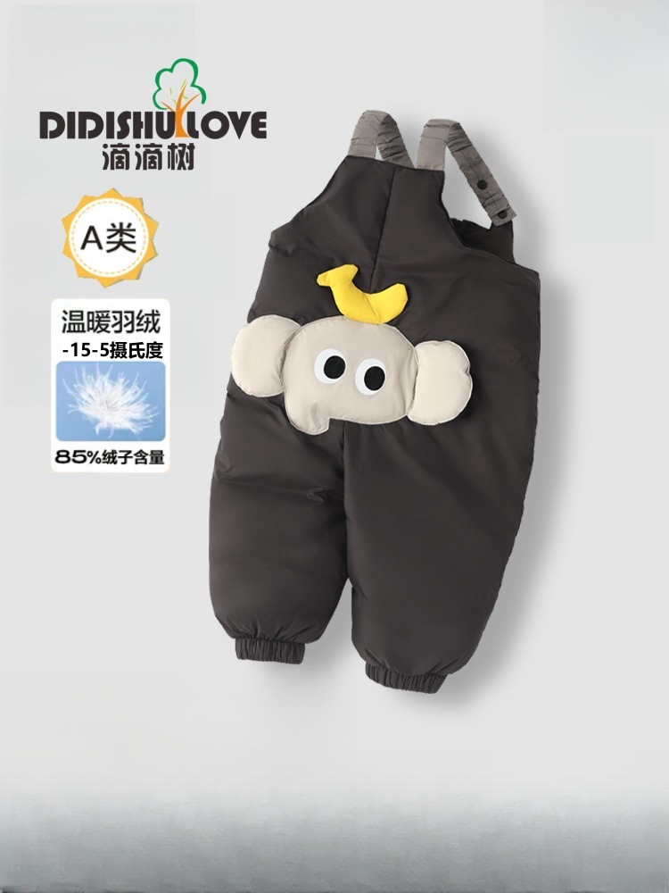 Утепленные брюки с открытым шаговым швом для малышей, зимние, из белого утиного пуха