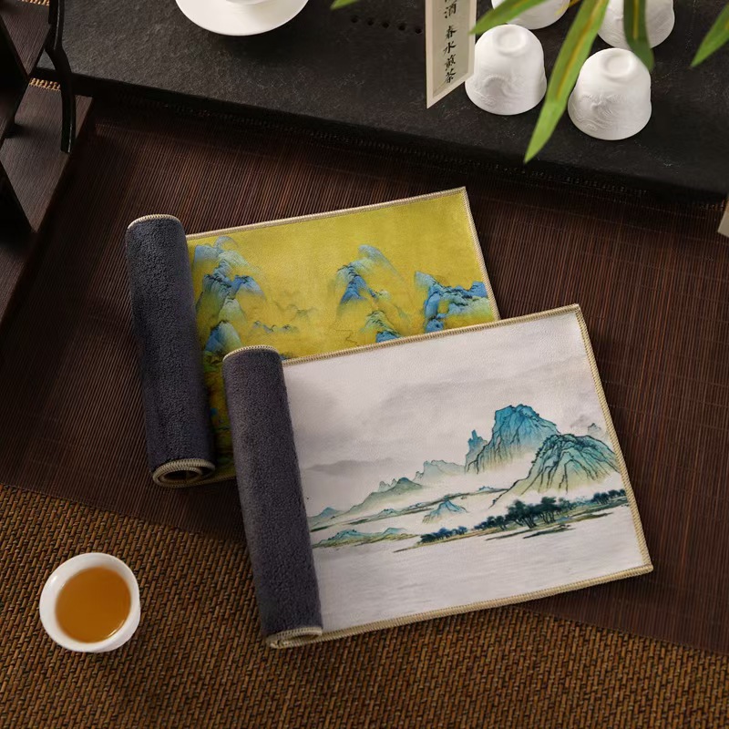 Замшевая чайная салфетка, чайное полотенце, легкая роскошная китайская стильная антикварная абсорбирующая подставка для чая