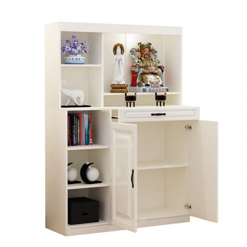 Home God of Wealth Altar Table Buddha Shrine Cabinet with Door Economical Guanyin Shrine Cabinet Guan Gong Statue Cabinet Altar