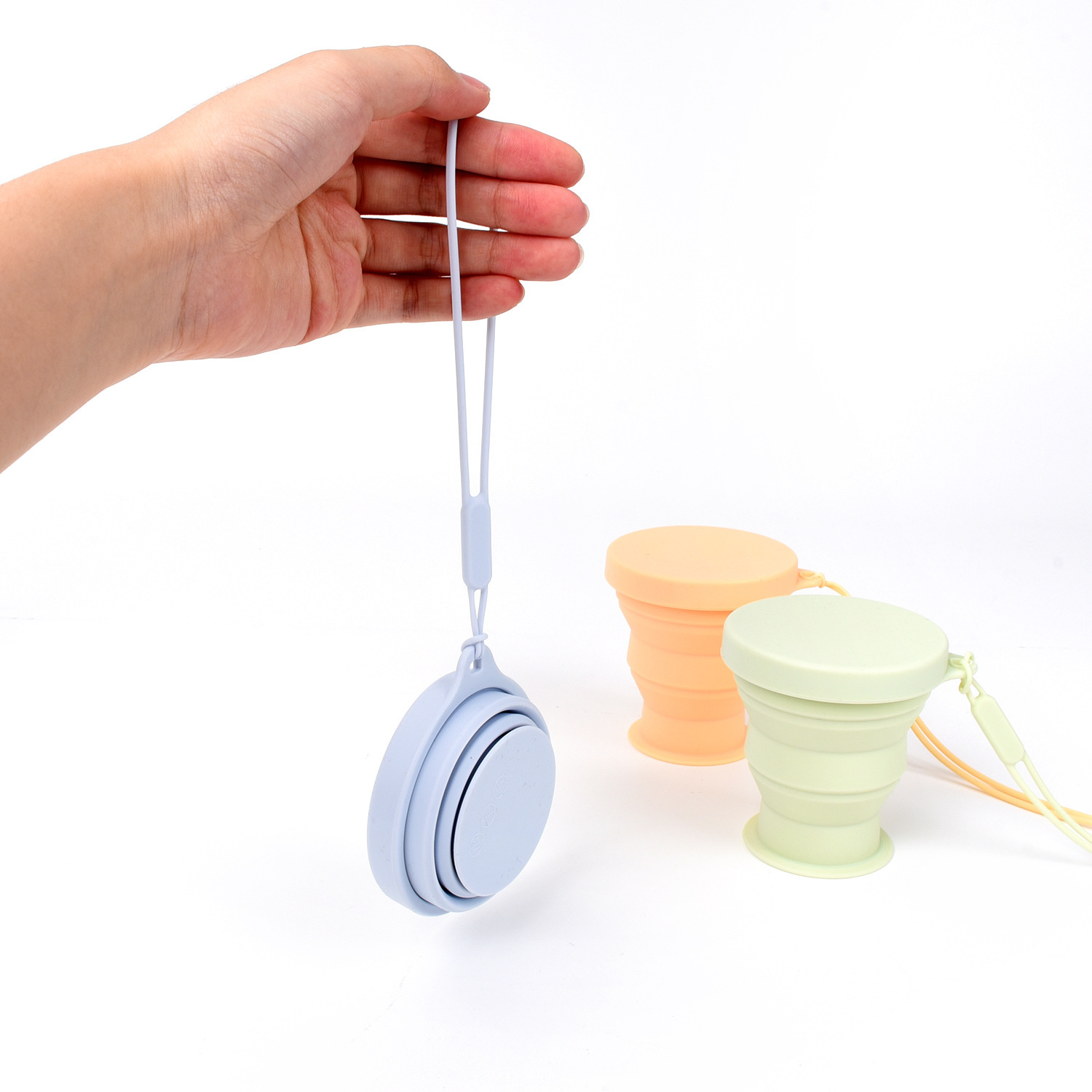 Cross-border Silicone Folding Water Cup Press Shrink Outdoor Water Cup Travel Carrying Candy Color Design Storage Water Cup