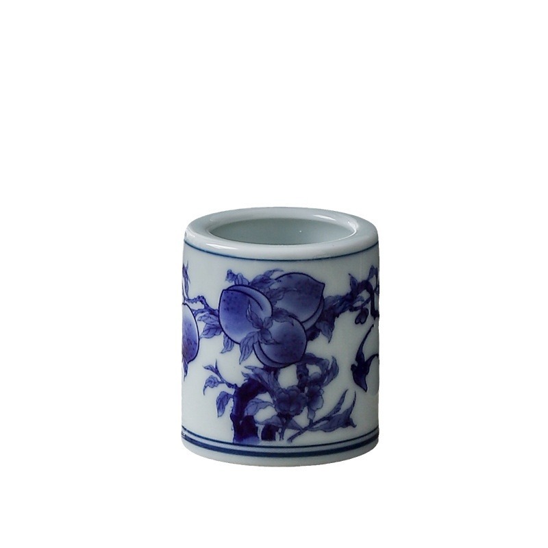 Yuerui Vintage Blue and White Tea Cover Set Purple Clay Pot Ceramic Pot Cover Lid Holder Tea Set Accessories Cover Bowl Tea Play Ornaments