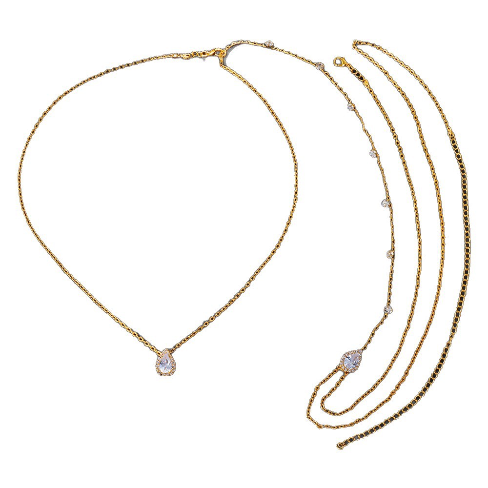 Temu's Popular Banquet Style Gorgeous Accessible Luxury Diamond-Encrusted Water Drop Body Chain Sexy Bridal Wedding Dress Tassel Exaggerated Accessories