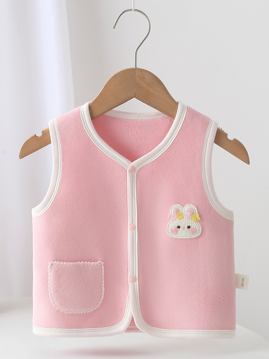 Autumn and Winter Kidsren's Vest Baby Fleece-Lined Boneless Austrian Velvet Vest Cartoon Warm Vest Winter Base Layer