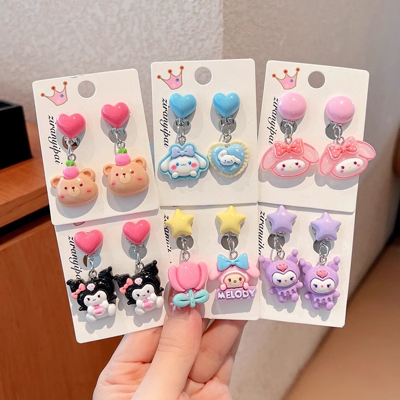 Kulomi Children's Ear Clips Without Ear Holes New Arrival Earrings for Girls Cartoon Anti-Pain Earrings Earrings Jewelry for Baby
