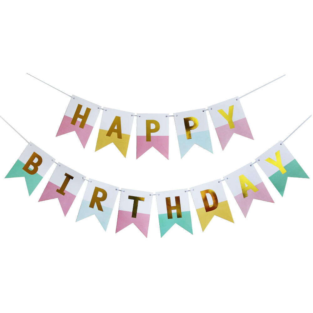 Gold Foil Fishtail Happy Birthday Banner Party Decoration Happy Birthday Banner Garland
