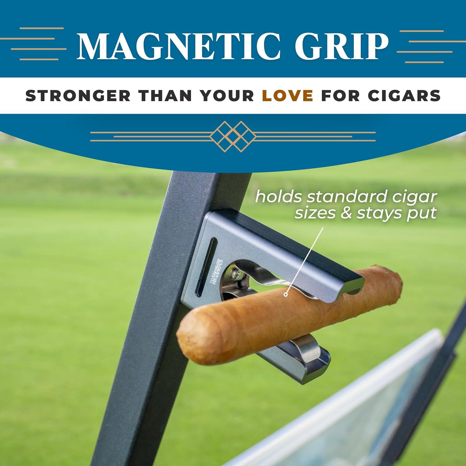 Metal Cigar Holder with Magnetic Base, Adjustable High-End Pipe Tobacco Clip with Elastic Band, in Stock on Amazon