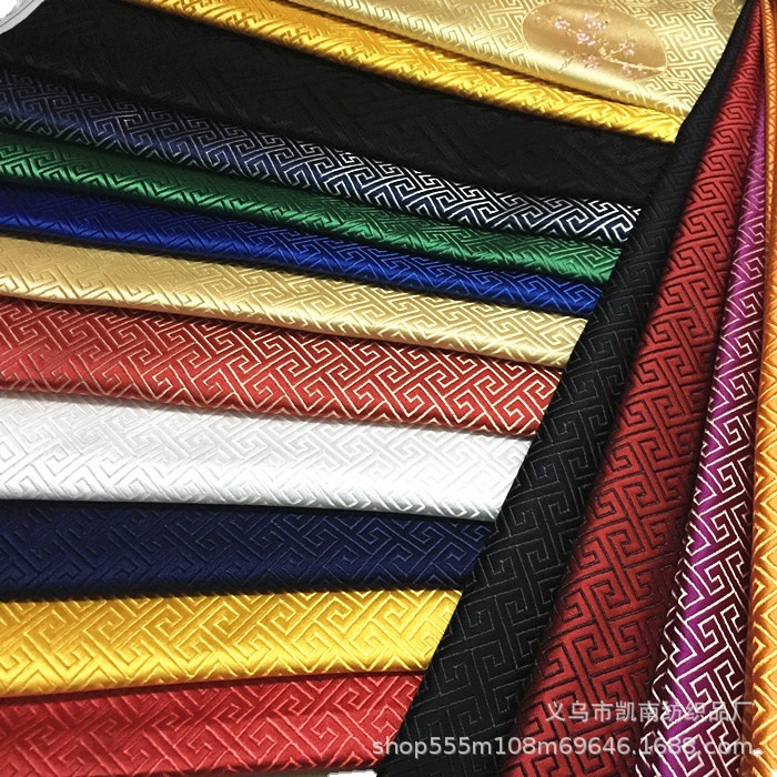 Woven brocade cheongsam clothing cos fabric back pattern three-dimensional Great Wall grid imitation three-five Tang suit Hanfu fabric