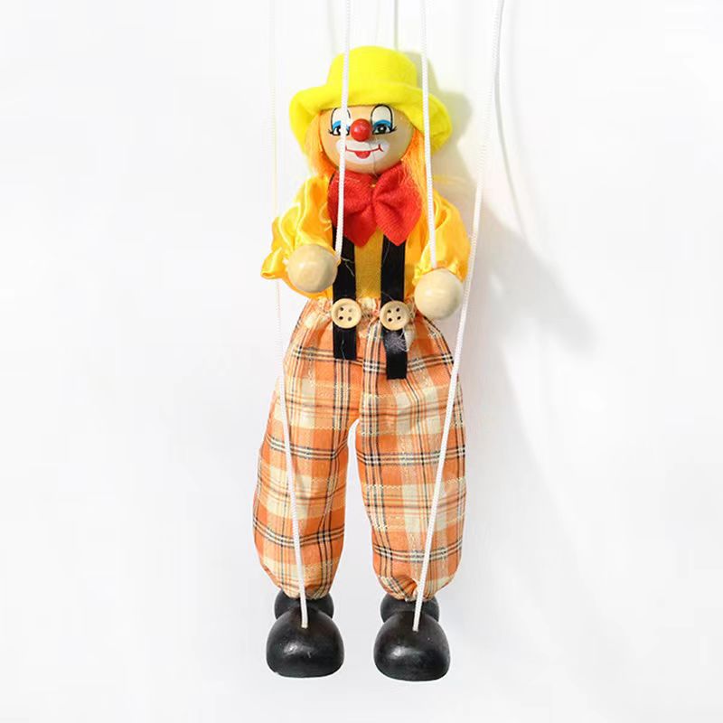 Puppet Children's Clown Pull Line Shadow Puppet People's Crafts Stall Toys Wooden Pull Line Children's Small Toys