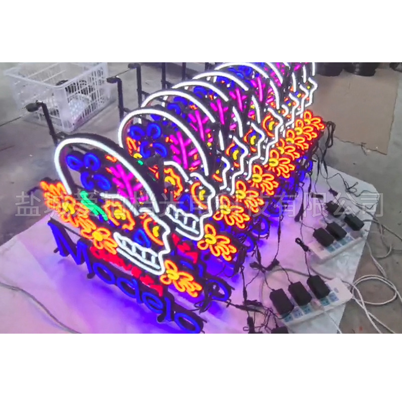 Led luminous characters neon skull shape billboard hanging LED net red creative bar ins decoration