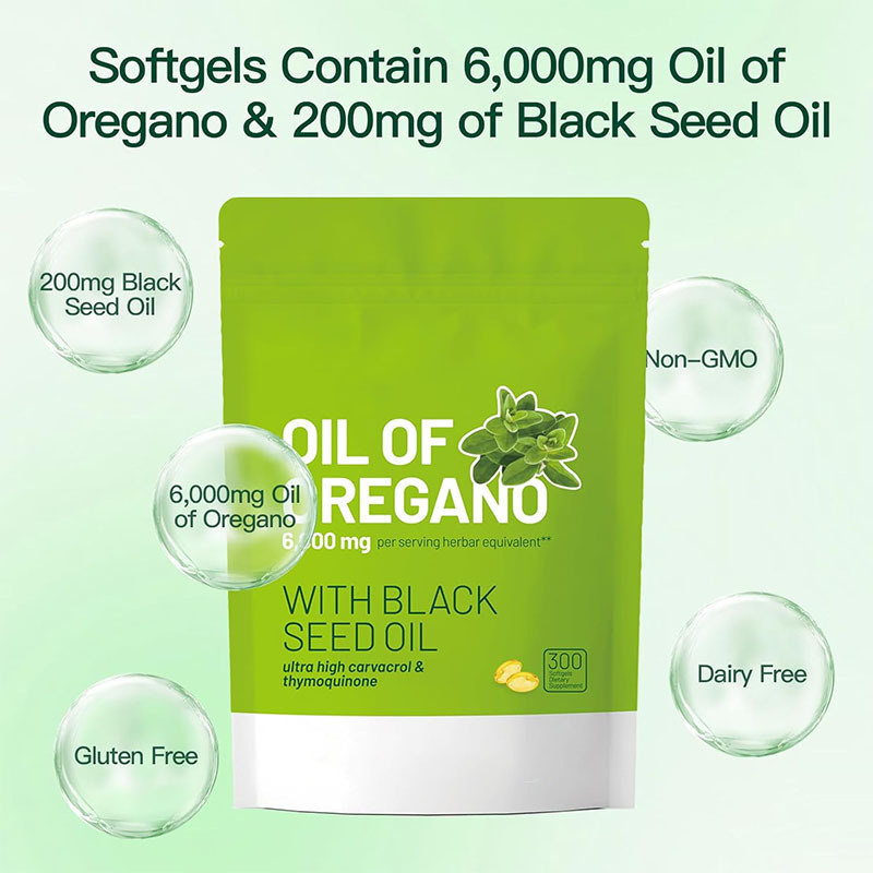 Cross-border Hot Oregano Oil with Black Seed Oil 300 Soft Capsules Oregano Oil Source Manufacturer OE M