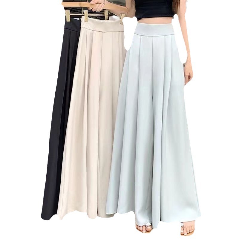Women's 2024 Spring and Summer Thin Pleated Suit Pants High Waist Draped Slimming Casual Trendy Skirt