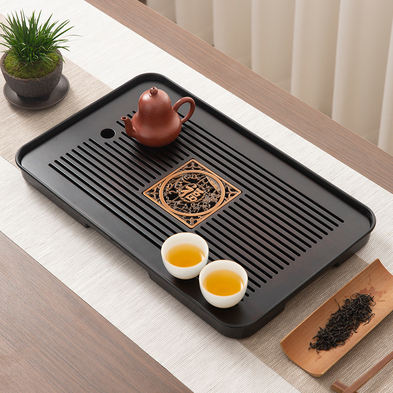 Natural Bamboo Tea Tray for Home Use, Small Draining Tray, Rectangular Drainage Tea Tray, Chinese-Style Dry Brewing Tray, Water Storage Small Tea Table