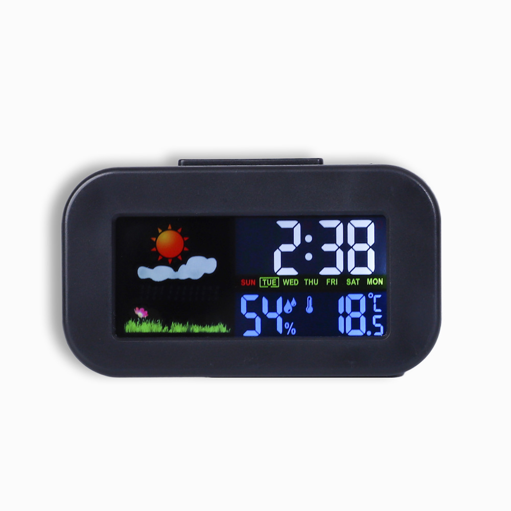 Cross-border multi-function timer color screen weather clock student dormitory electronic alarm clock digital smart clock backlit clock