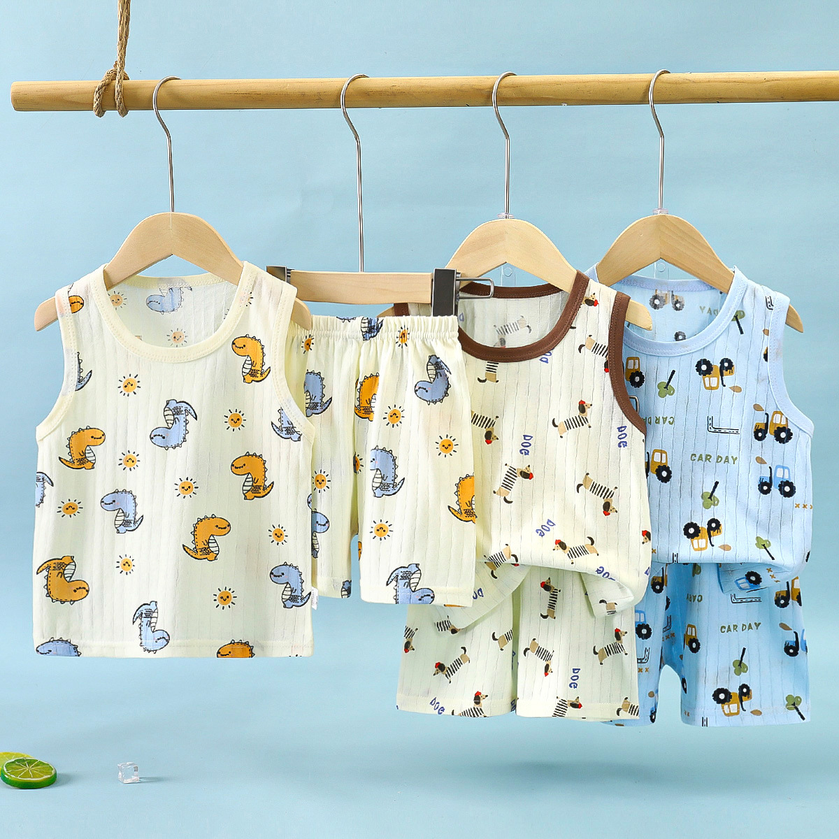 Новый летний жаккардовый хлопковый жилет для детей 2025 года, короткий, без рукавов, мультяшный, дышащий, модная одежда для детей